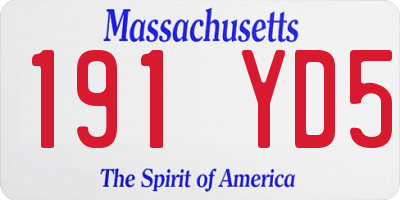MA license plate 191YD5