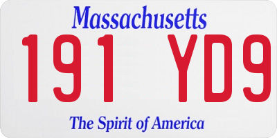 MA license plate 191YD9