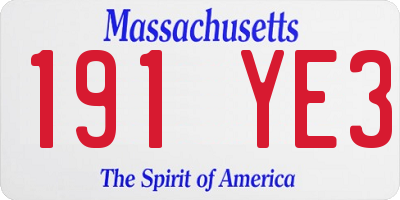 MA license plate 191YE3