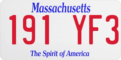 MA license plate 191YF3