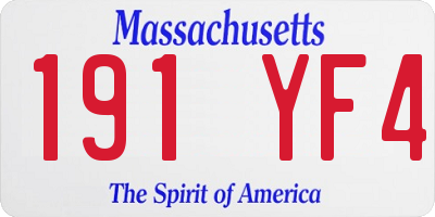 MA license plate 191YF4