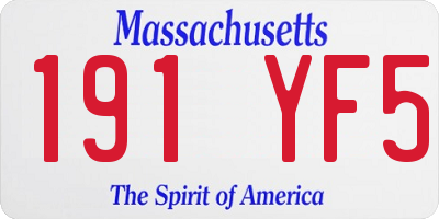MA license plate 191YF5
