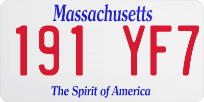 MA license plate 191YF7
