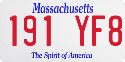 MA license plate 191YF8