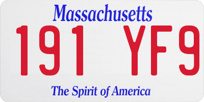 MA license plate 191YF9