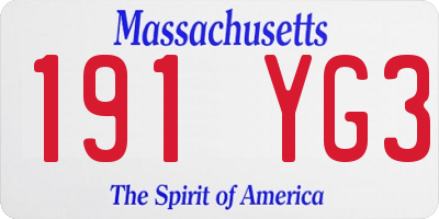 MA license plate 191YG3