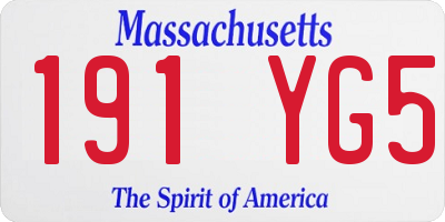 MA license plate 191YG5