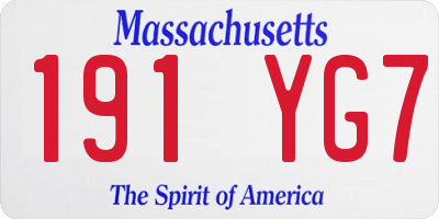 MA license plate 191YG7