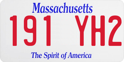 MA license plate 191YH2