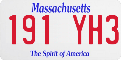 MA license plate 191YH3