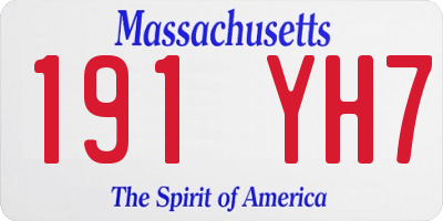 MA license plate 191YH7