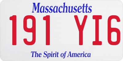 MA license plate 191YI6