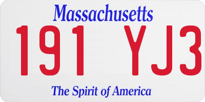 MA license plate 191YJ3