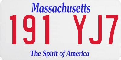 MA license plate 191YJ7