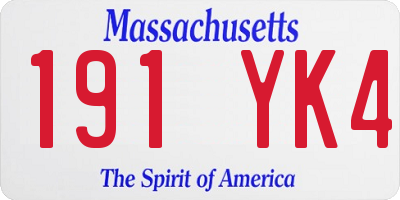 MA license plate 191YK4