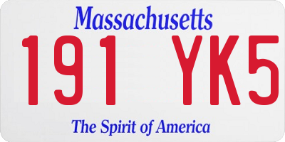 MA license plate 191YK5