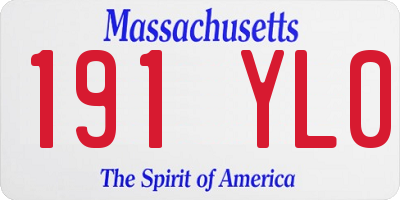 MA license plate 191YL0