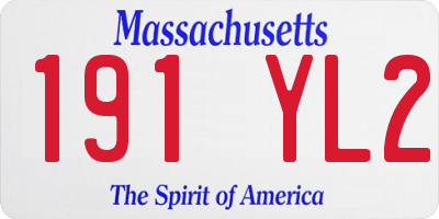 MA license plate 191YL2