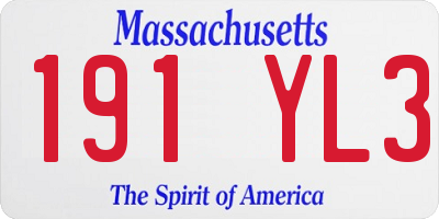 MA license plate 191YL3