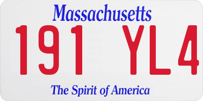 MA license plate 191YL4