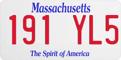 MA license plate 191YL5