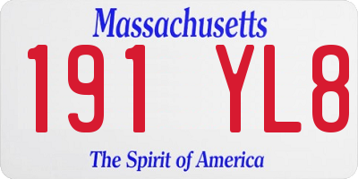 MA license plate 191YL8