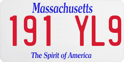 MA license plate 191YL9
