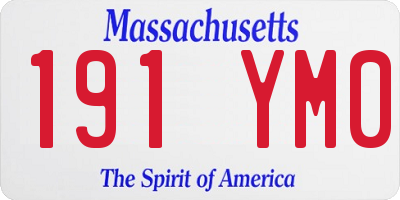 MA license plate 191YM0