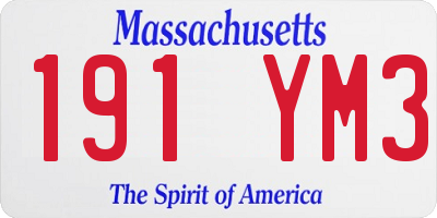 MA license plate 191YM3