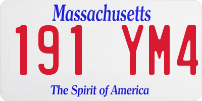 MA license plate 191YM4