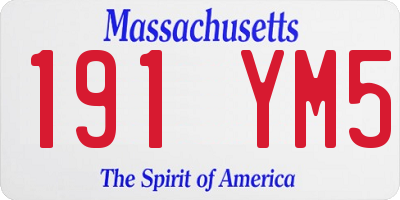 MA license plate 191YM5