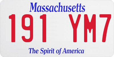 MA license plate 191YM7