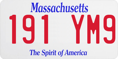 MA license plate 191YM9