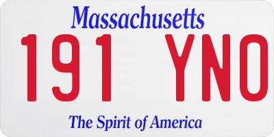 MA license plate 191YN0