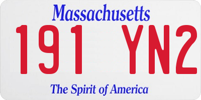 MA license plate 191YN2