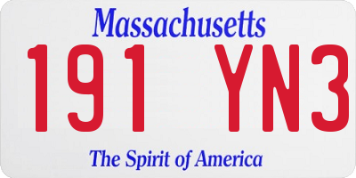MA license plate 191YN3