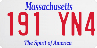 MA license plate 191YN4