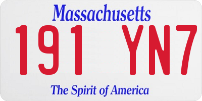 MA license plate 191YN7