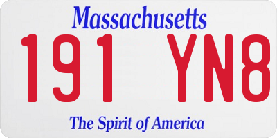 MA license plate 191YN8