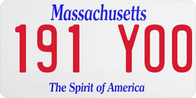 MA license plate 191YO0