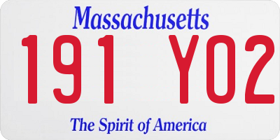 MA license plate 191YO2