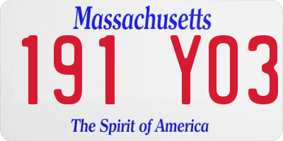MA license plate 191YO3