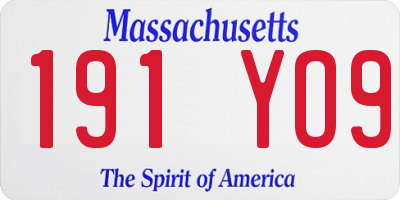 MA license plate 191YO9