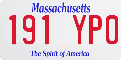 MA license plate 191YP0