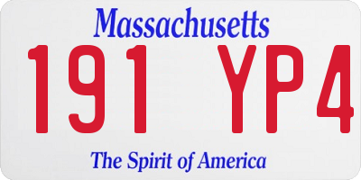 MA license plate 191YP4