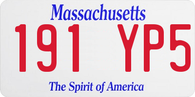 MA license plate 191YP5