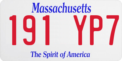 MA license plate 191YP7