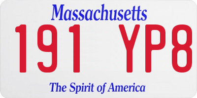MA license plate 191YP8