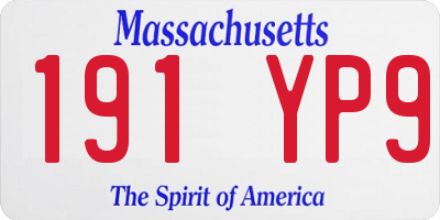 MA license plate 191YP9