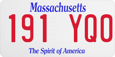 MA license plate 191YQ0